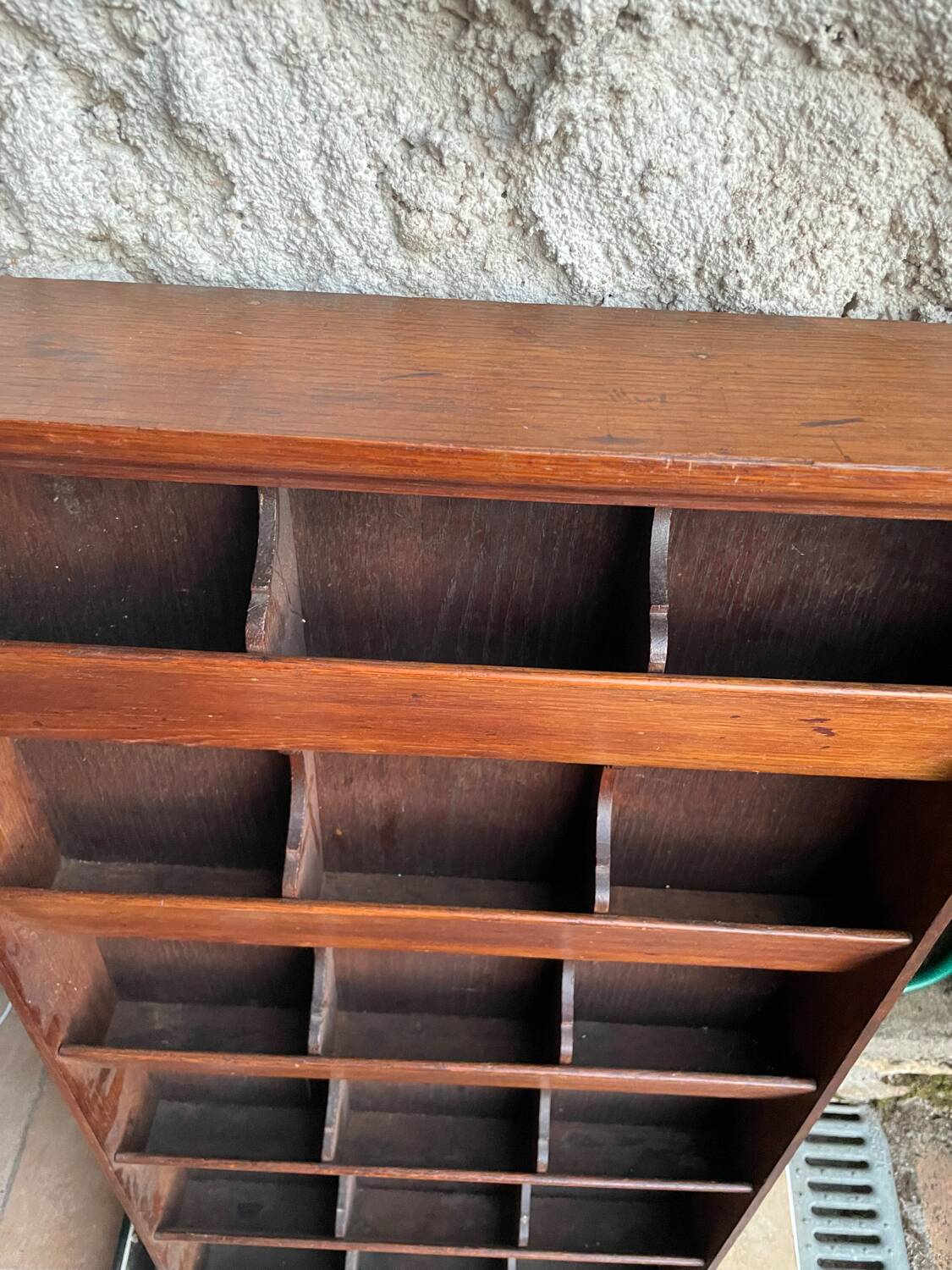 Old vintage wooden letter rack