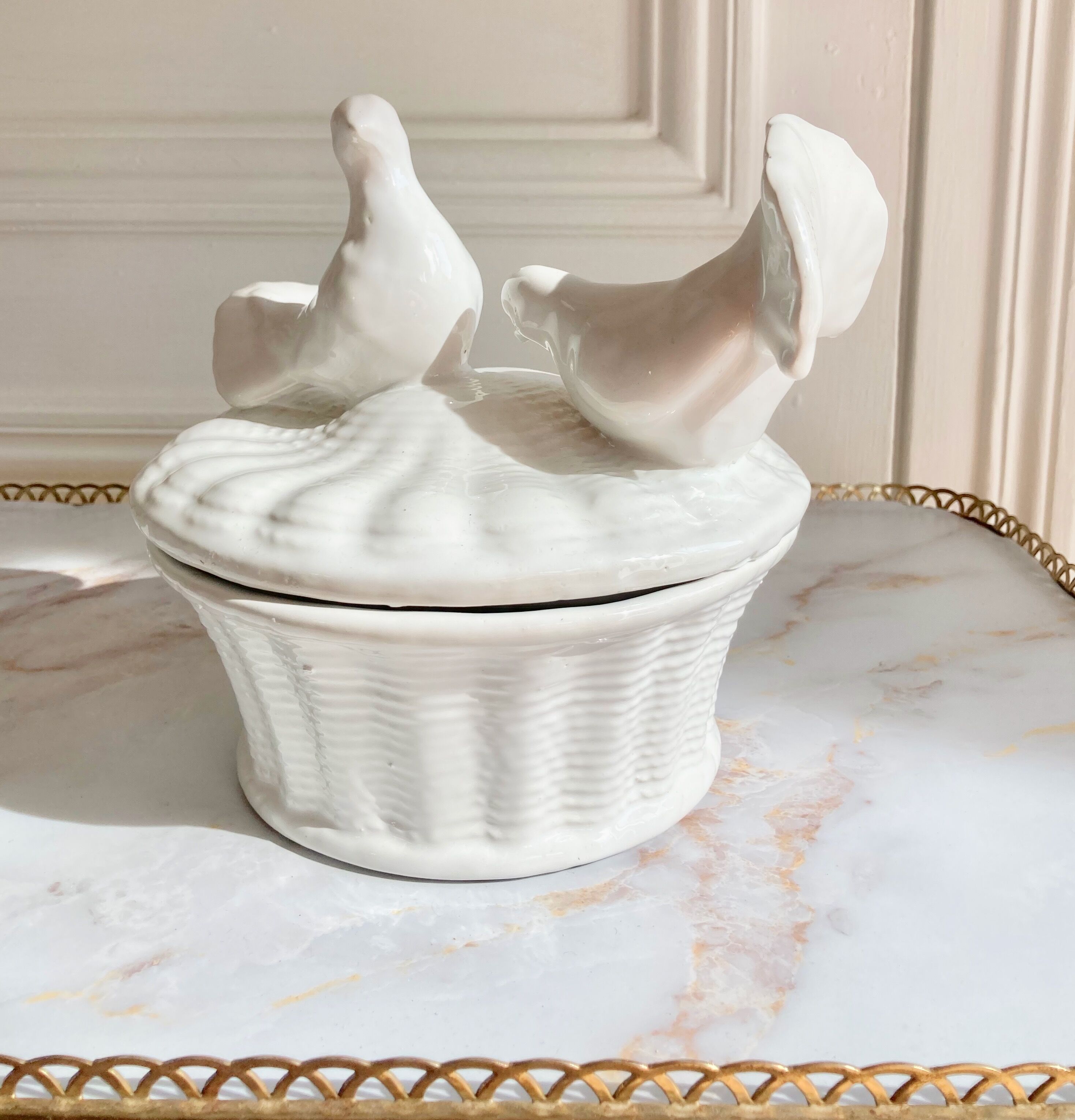 Soupière oiseaux céramique
