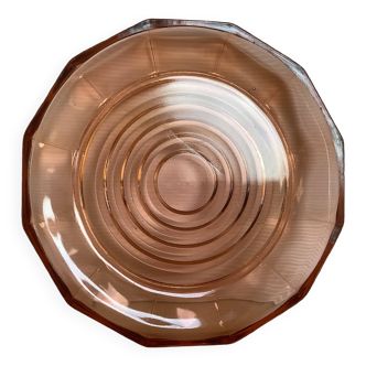 Faceted dish in pink glass Rosaline style