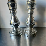 Pair of vintage mercury glass candleholders