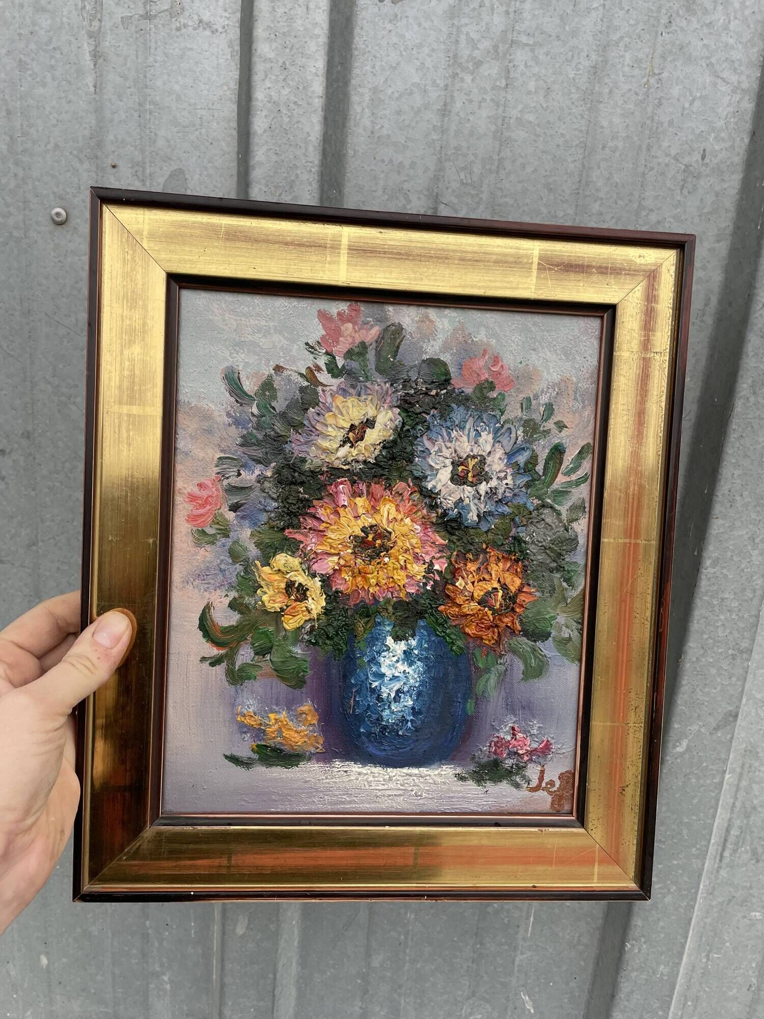 Old oil painting / Bouquet of flowers