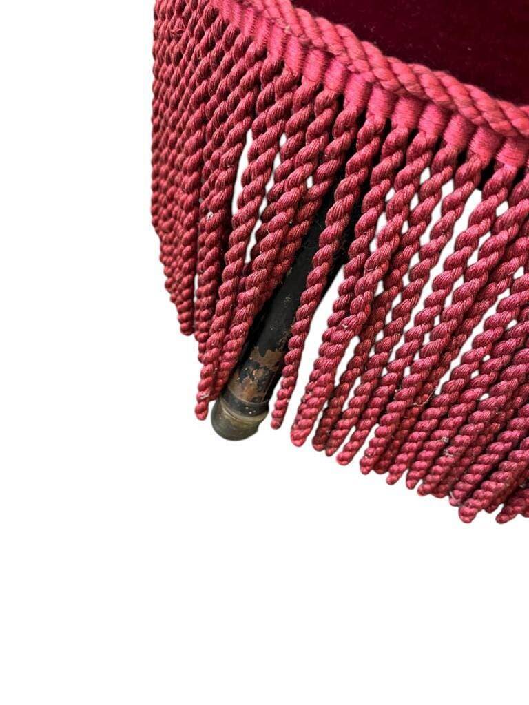 Vintage burgundy armchair / single armchair / fringed armchair