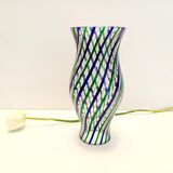 Green, Blue, Bronze and Clear Murano Glass Vase by Irene Paolo, Italy 1990s