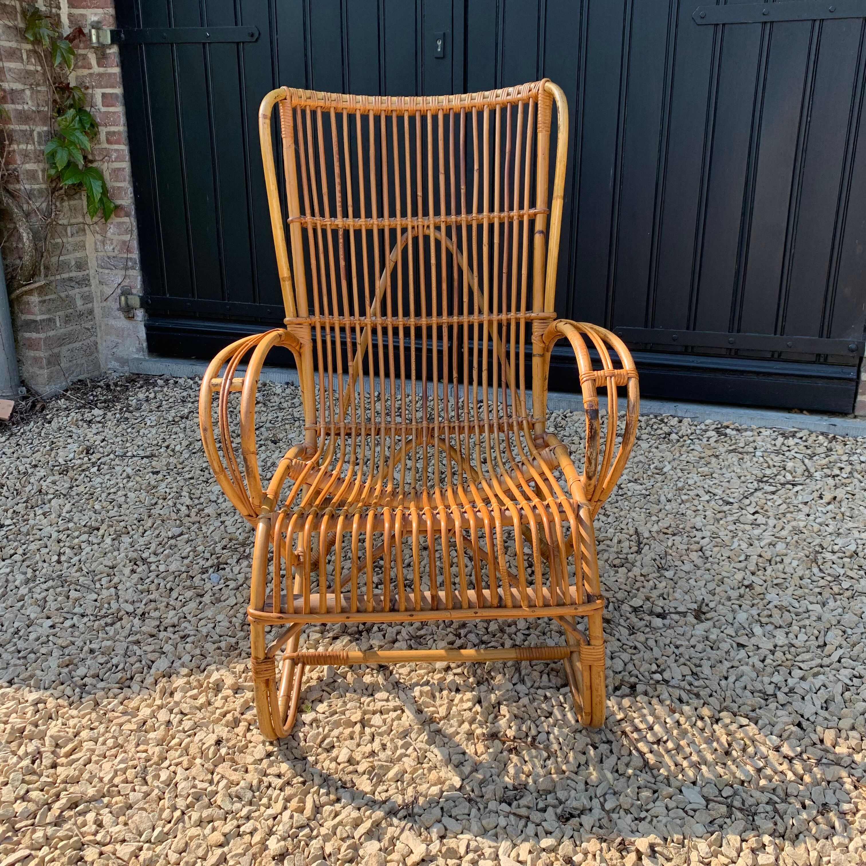 Rattan armchair circa 1960