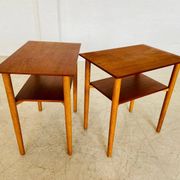 Vintage Danish mid-century teak and oak bedside tables by Næstved Møbelfabrik