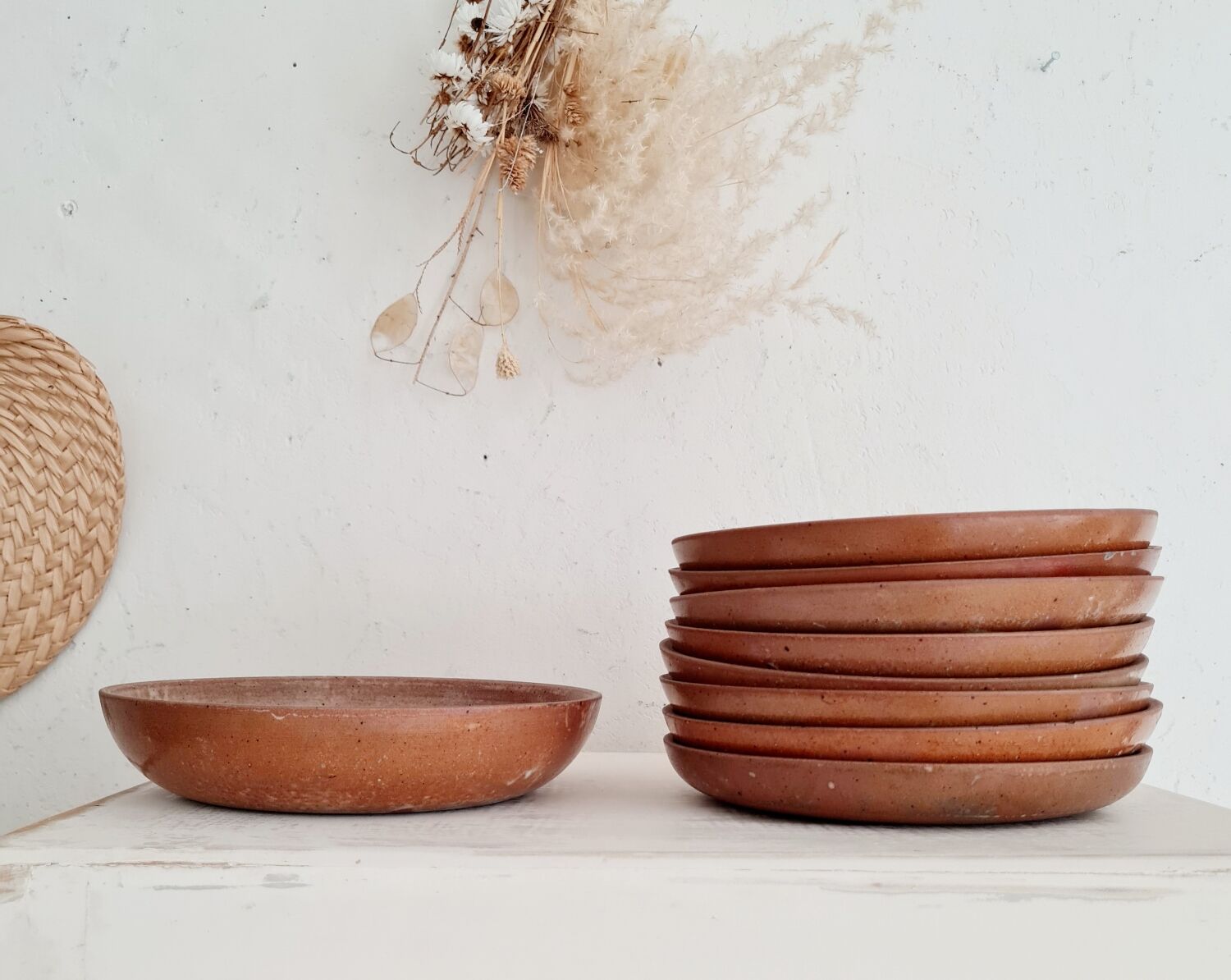 Set of 9 stoneware dessert plates