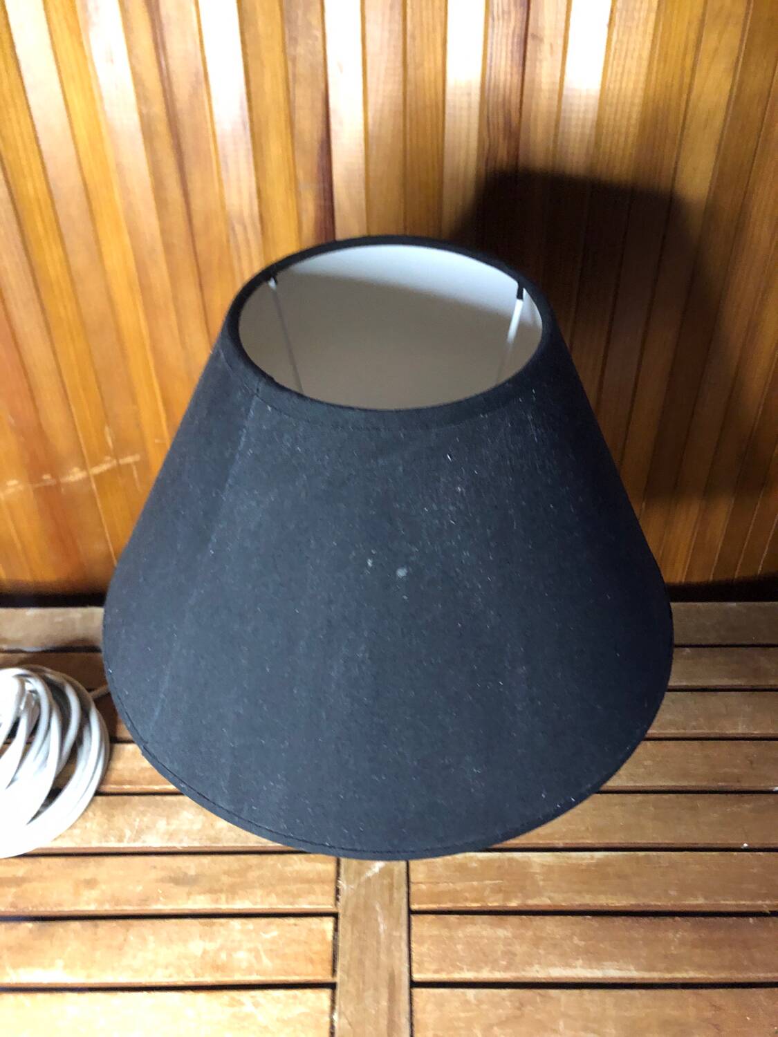 Old gilt bronze lamp + vintage black lampshade