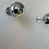 Pair of vintage chrome wall lights, adjustable, France 1960