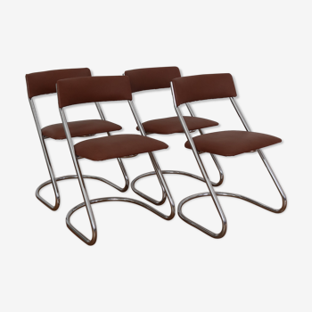 Series of 4 bauhaus chrome chairs