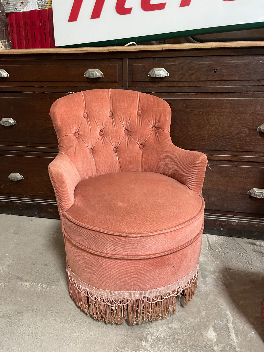 Pair of small powder pink toad armchairs