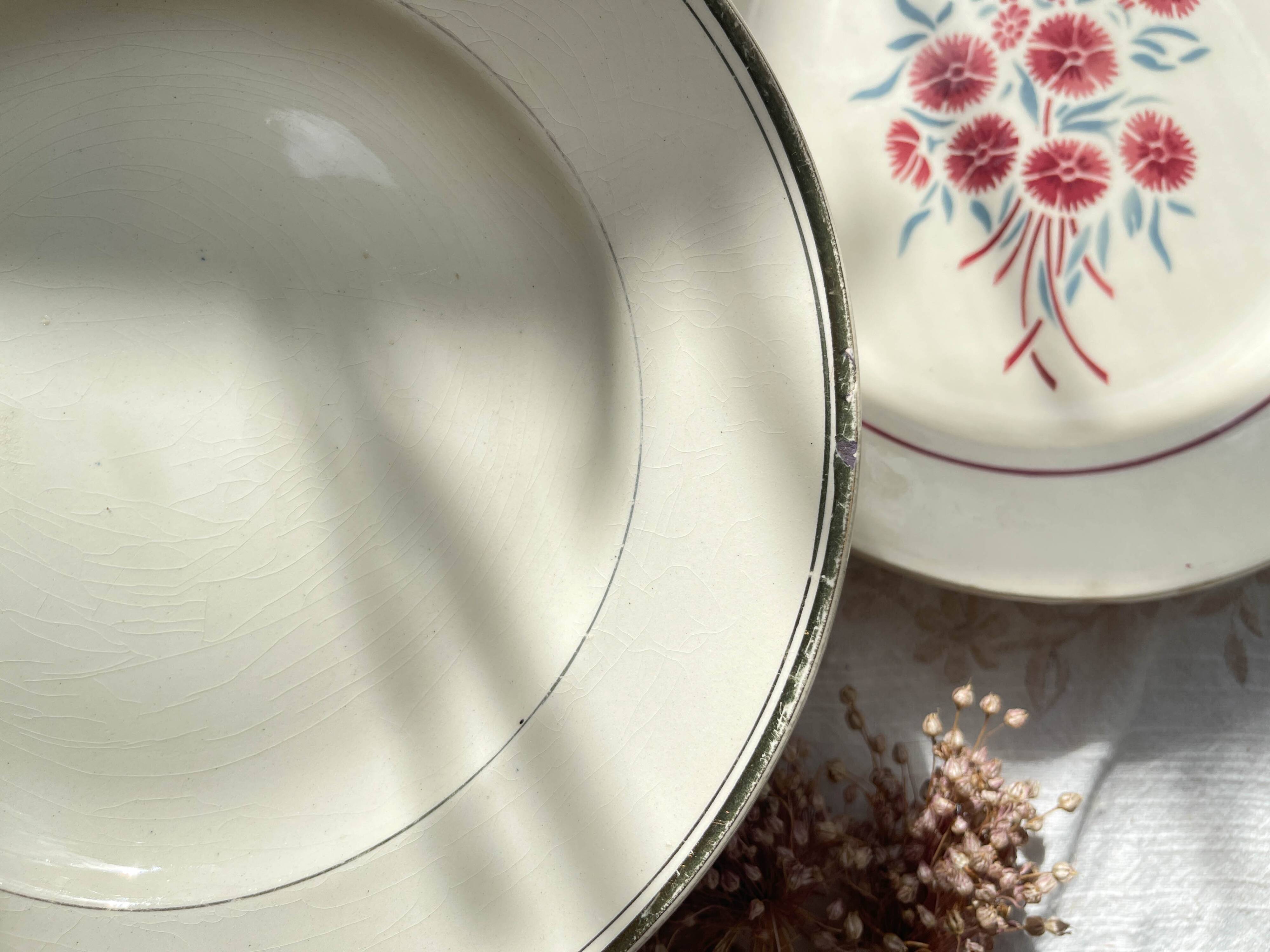 6 Mismatched Vintage Plates with Floral Pattern