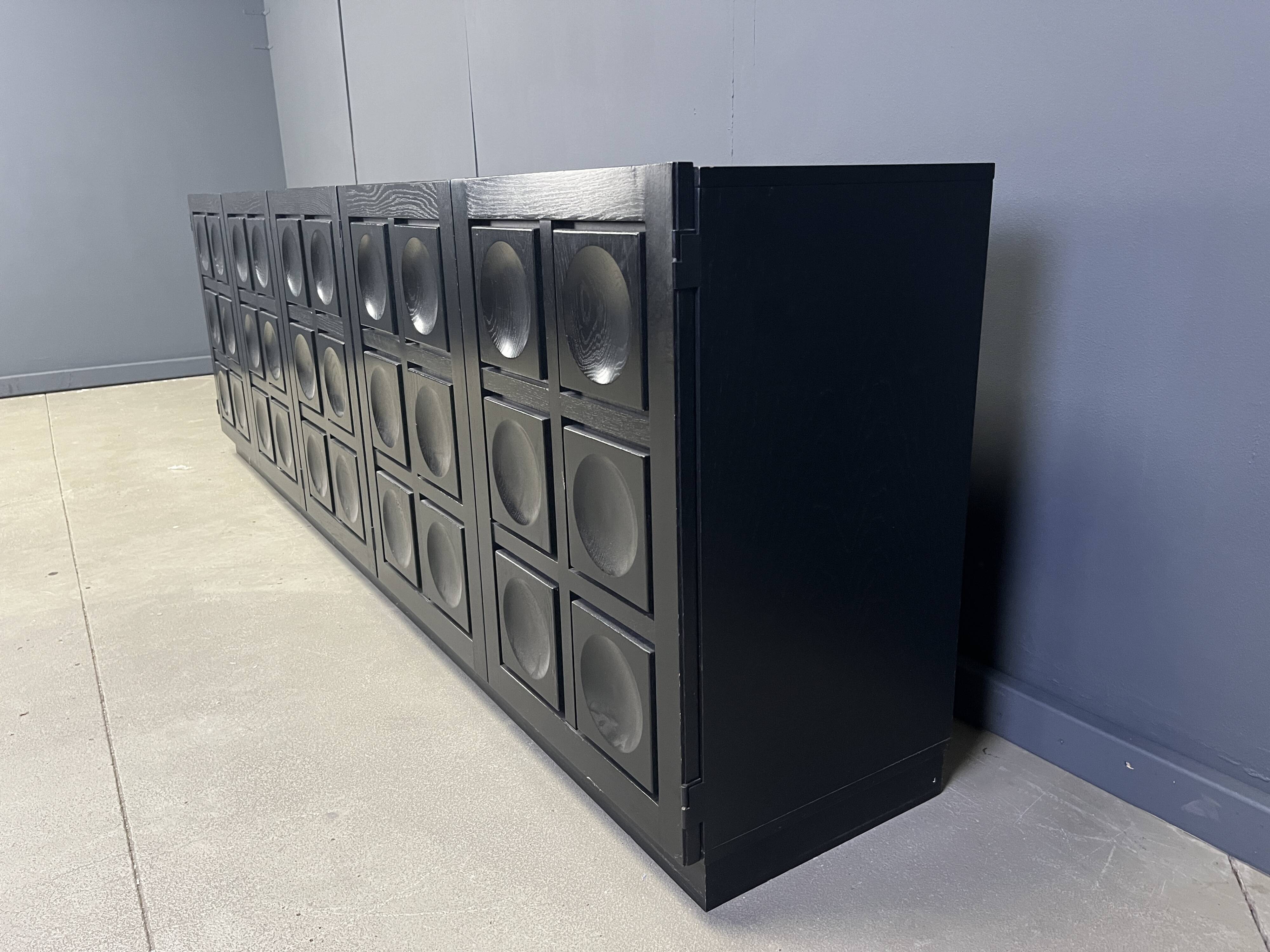 Vintage black brutalist sideboard, 1970s.