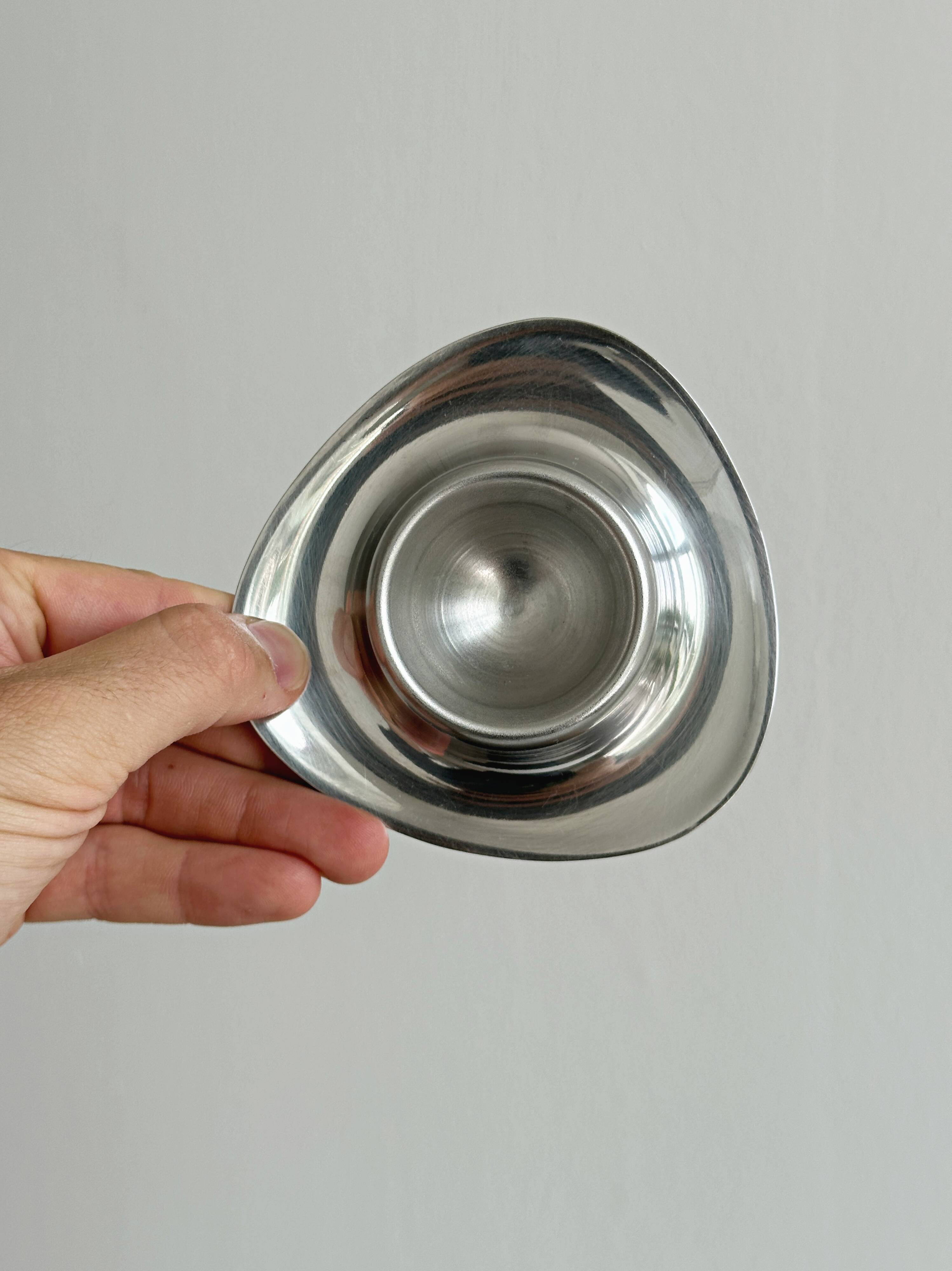 Set of 6 brushed stainless steel egg cups