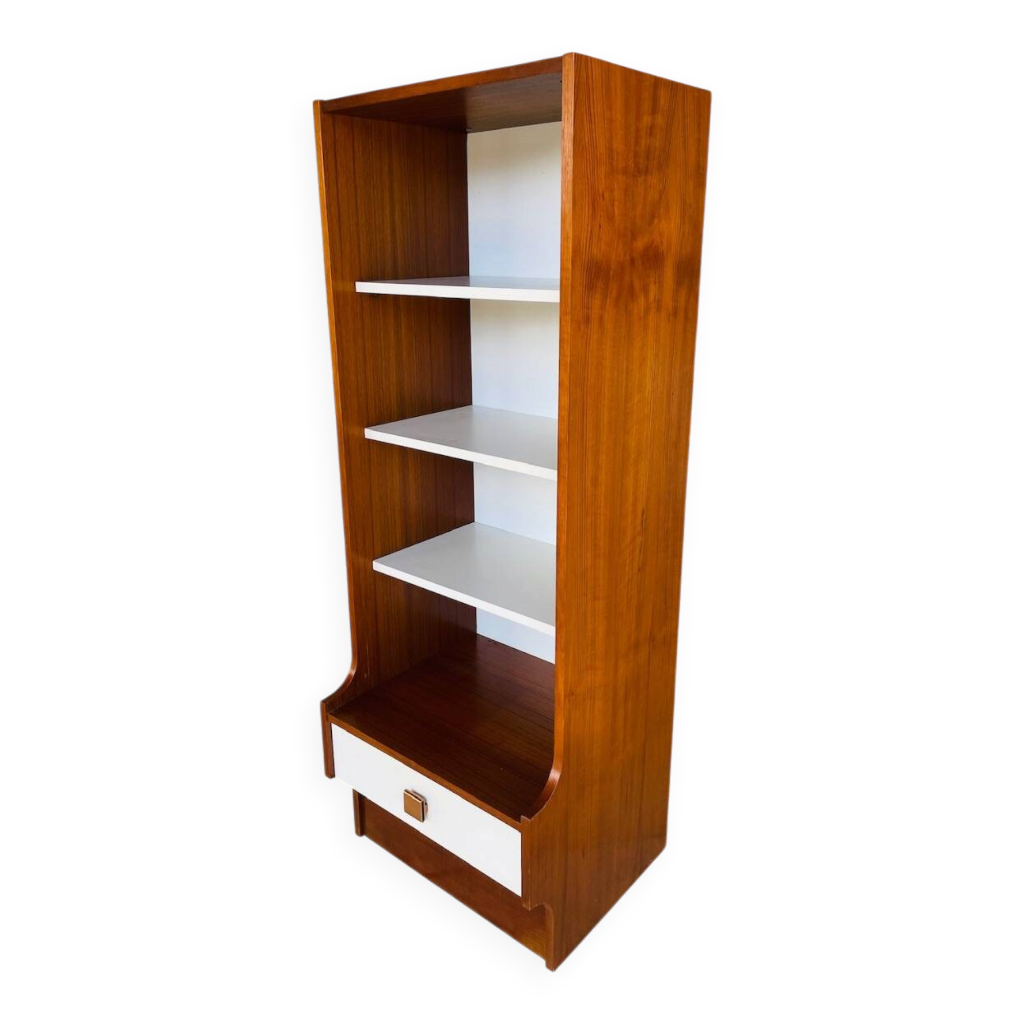 Vintage teak storage unit with shelves and drawer circa 1970s