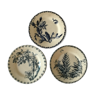 3 plates of Gien earthenware