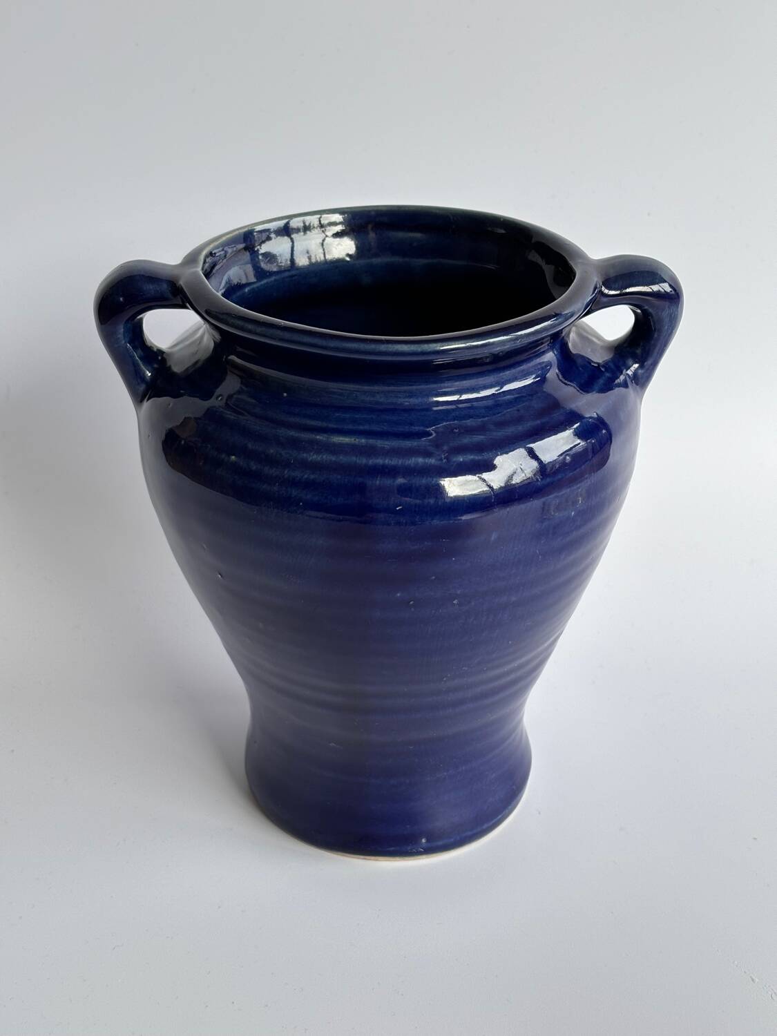 Blue earthenware amphora vase