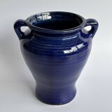 Vase amphore en faïence bleu
