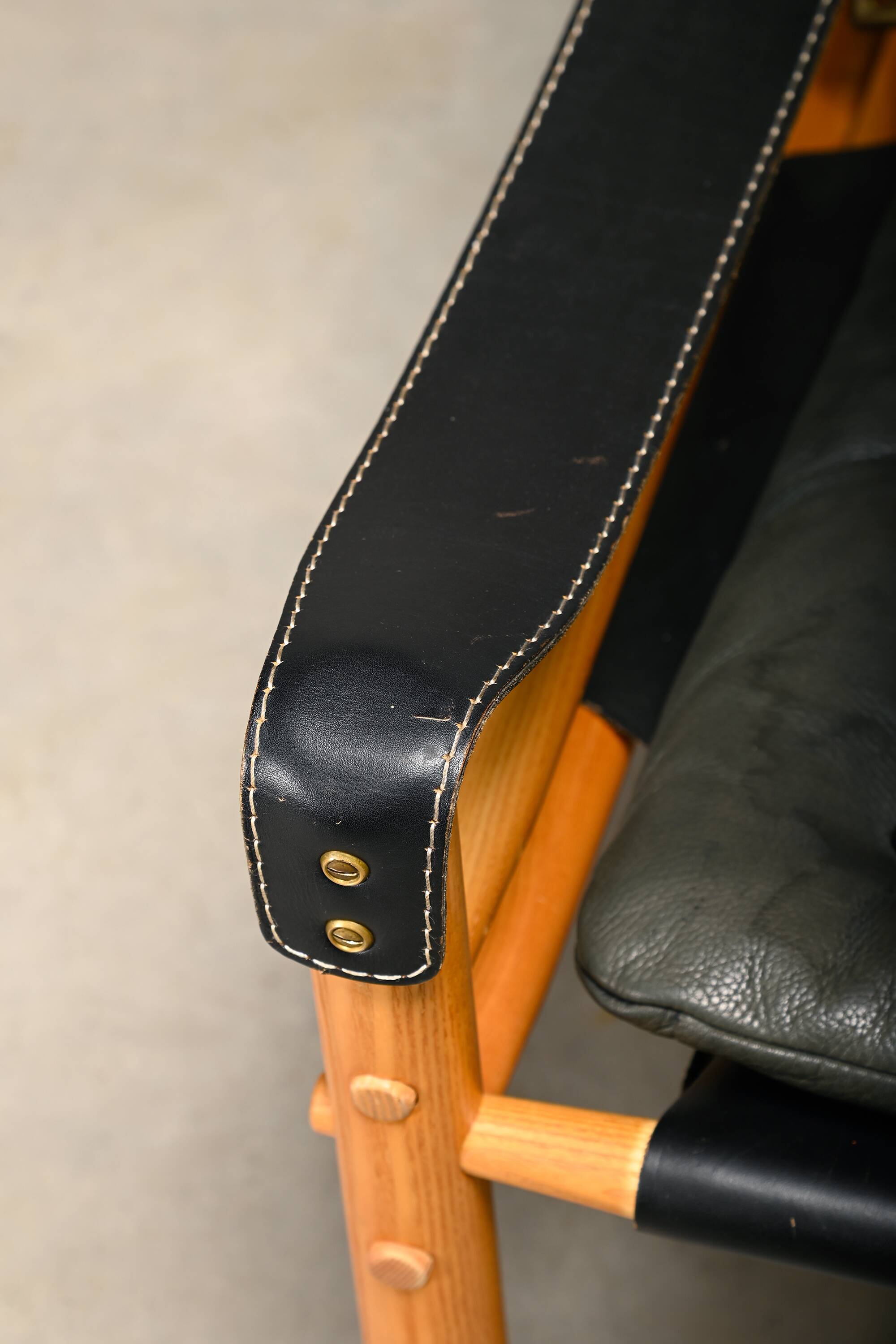 Arne Norell Sirocco Safari Lounge Chairs in Black Leather and Ash, Sweden