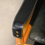 Arne Norell Sirocco Safari Lounge Chairs in Black Leather and Ash, Sweden