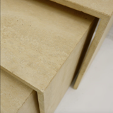 Set of 3 tables in travertine 1970