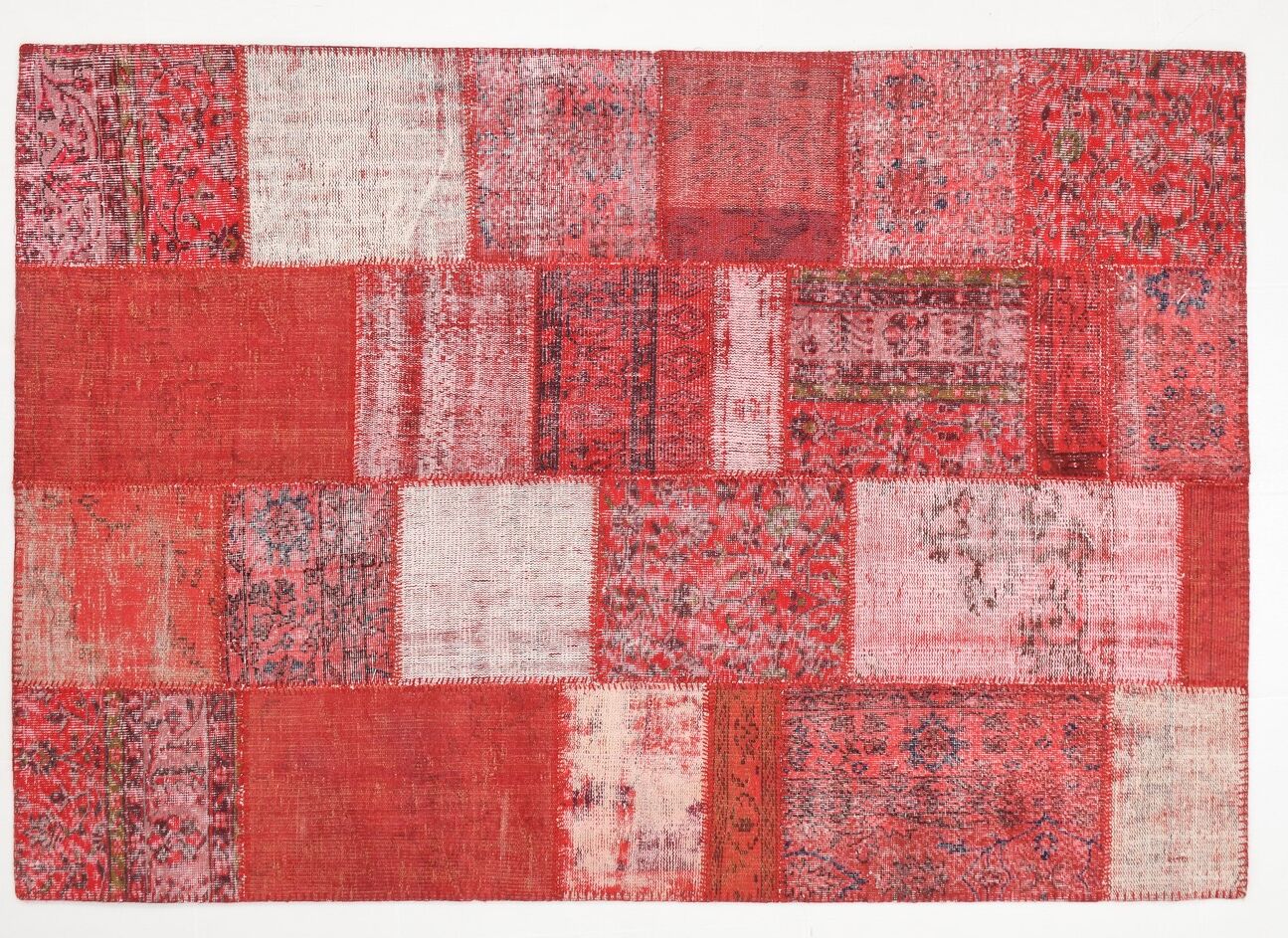 Tapis patchwork vintage en laine faite à la main 245x168cm