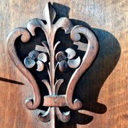 Wall-mounted or freestanding accent furniture, carved solid wood, chalet decor...