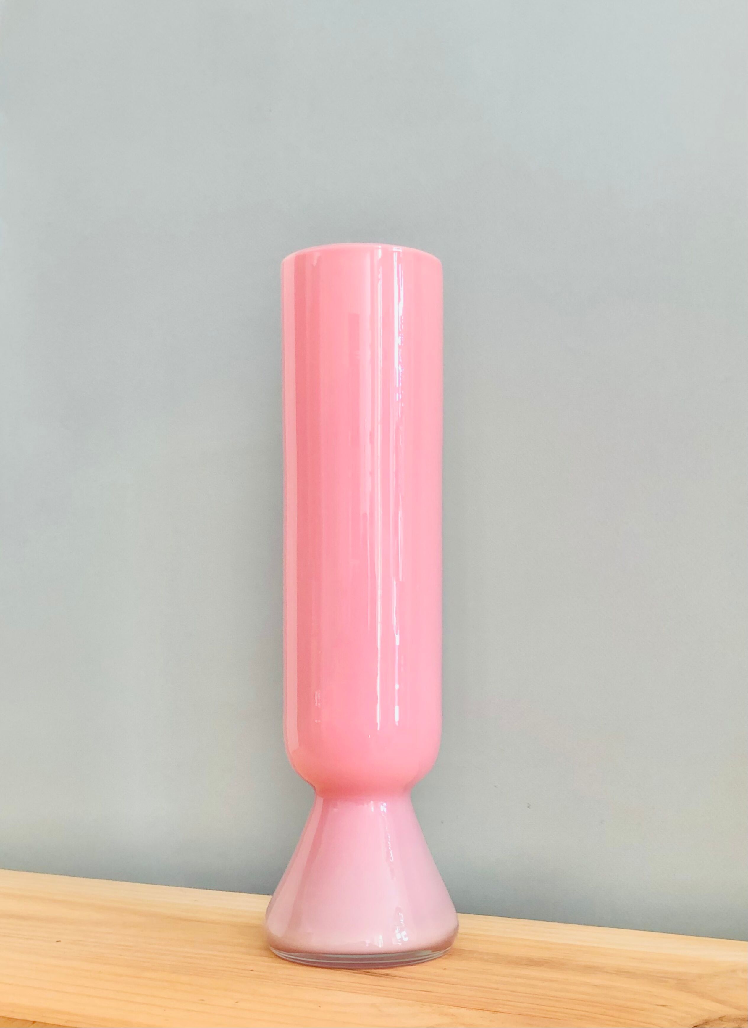 Large vintage vase in pink opaline H40cm