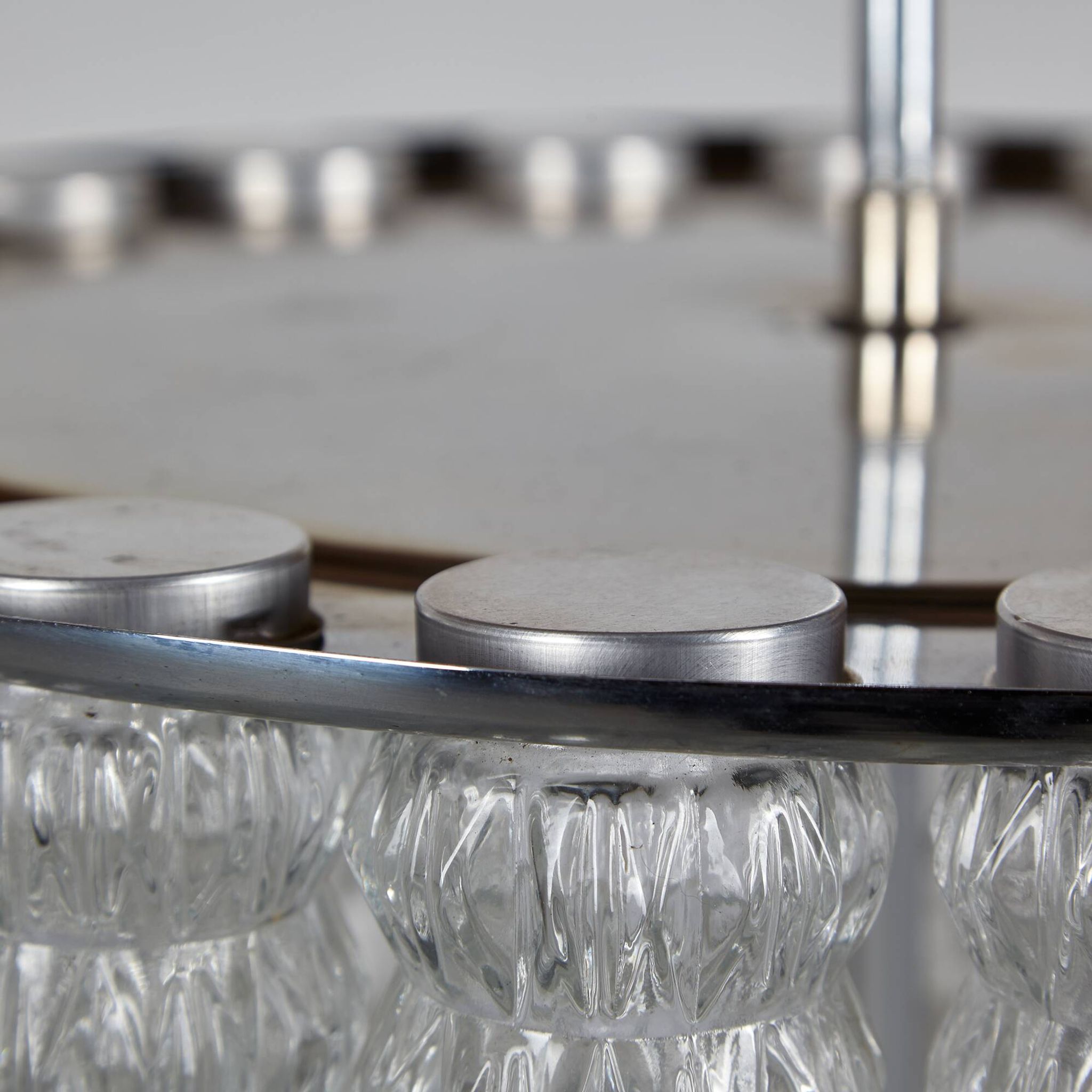 Glass and chrome chandelier