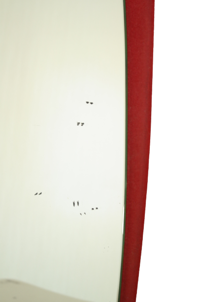 Retro free-form mirror felt wood 49 x 36