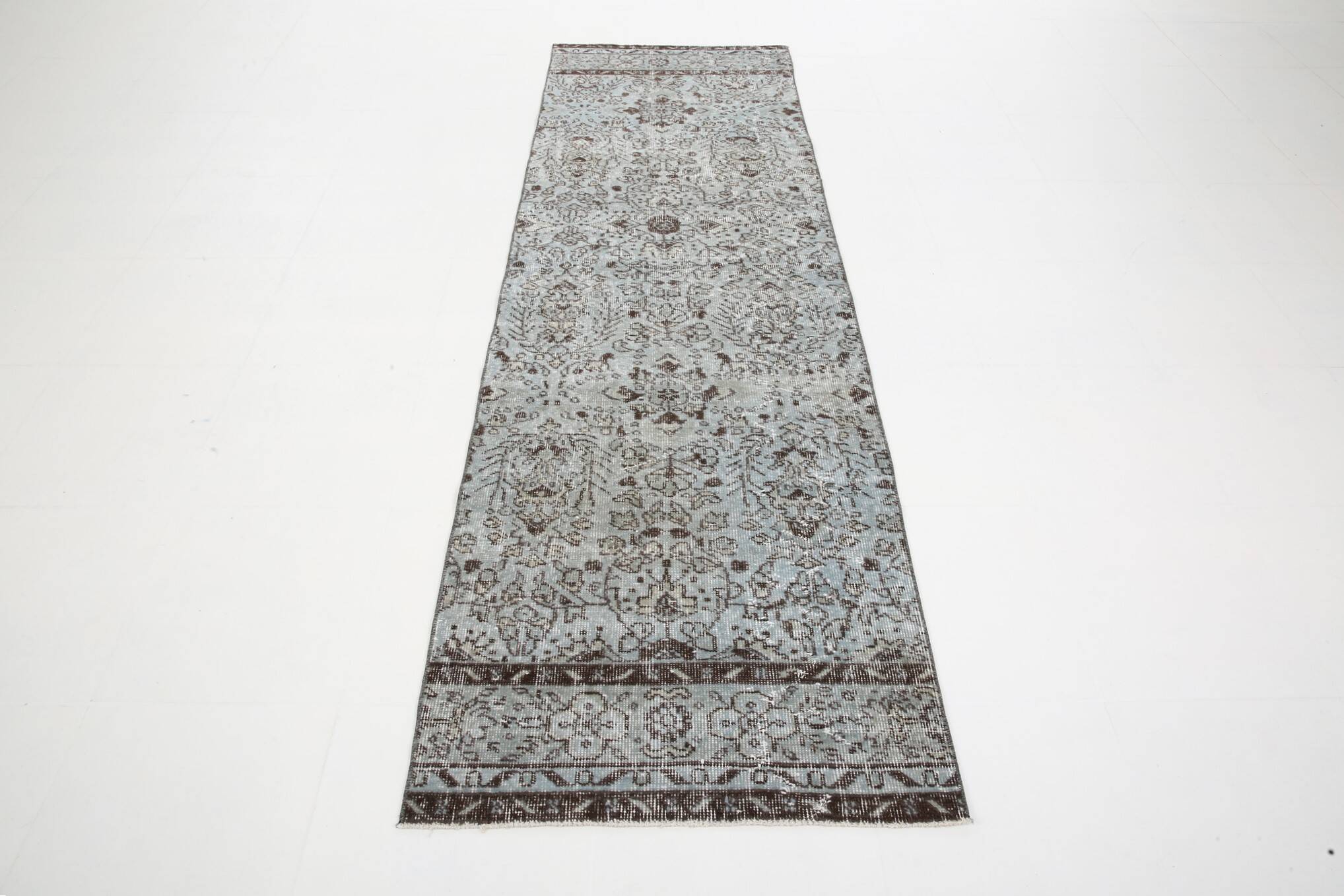 3x9 Rug For Kitchen Gray Vintage Runner Rug, 82x266Cm SK 3397