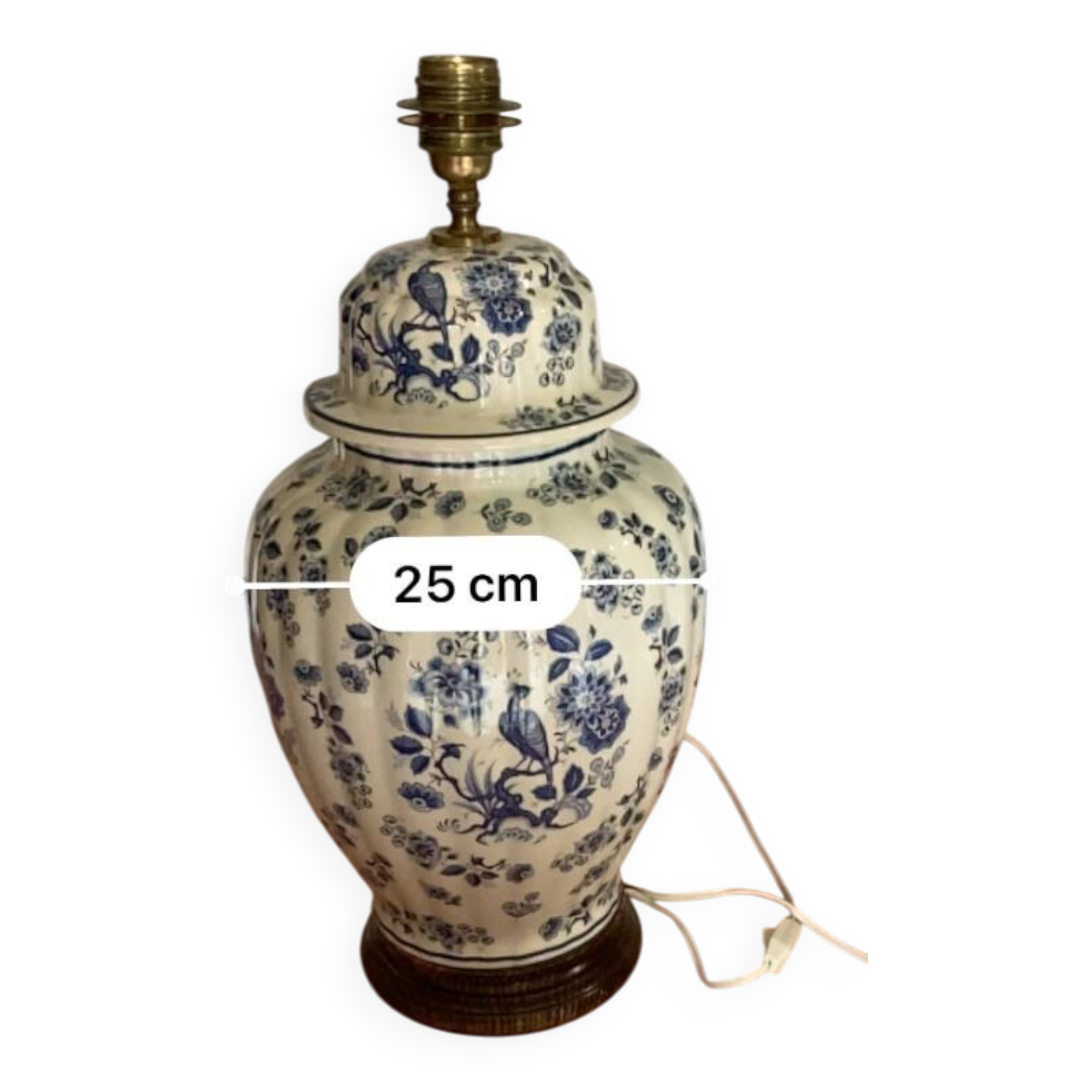 Moustier blue bird lamp and lampshade