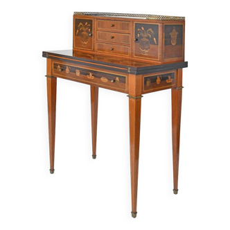 Desk of happiness of the day in marquetry in the style of Charles Topino.