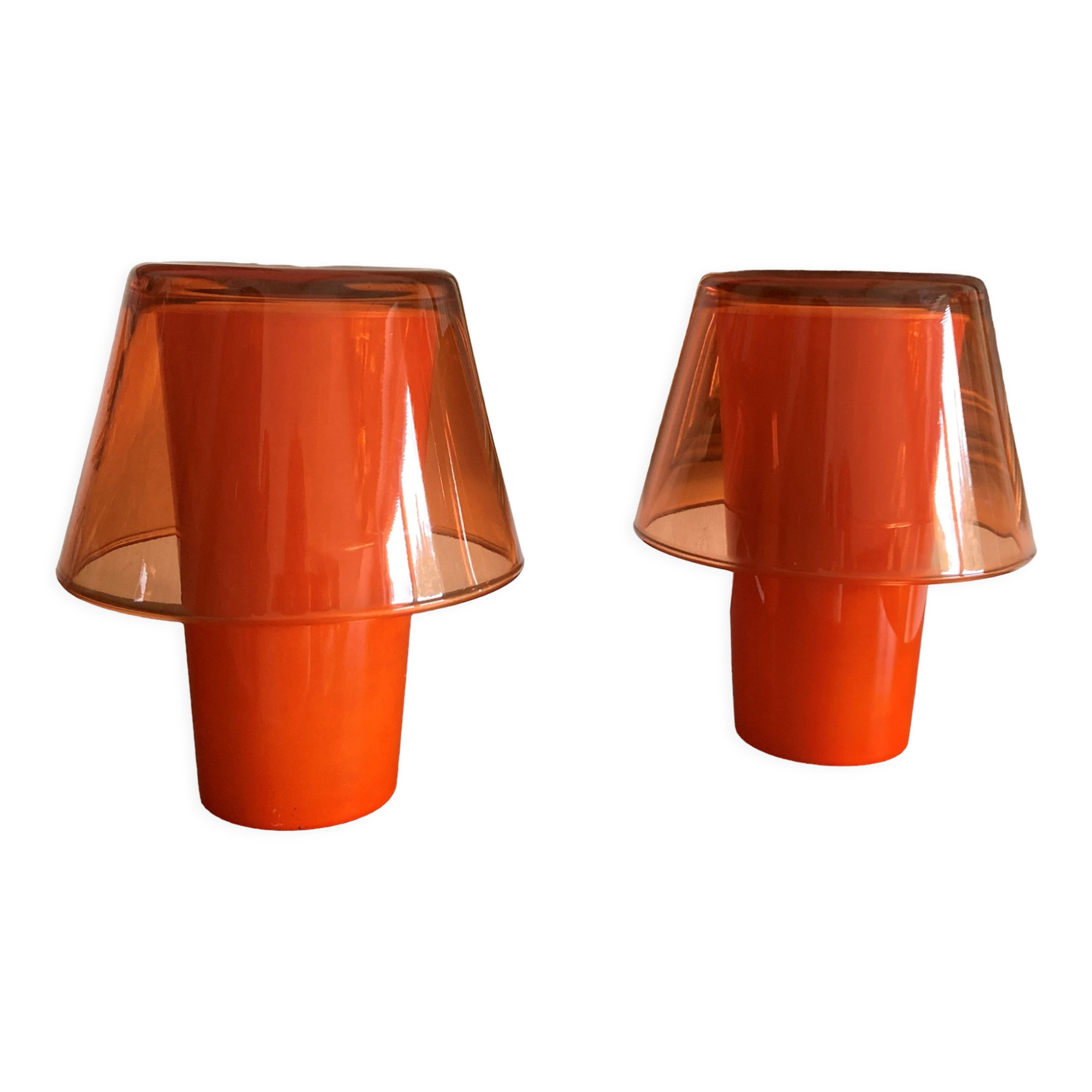 Paire de lampes de table orange Ikea Gavik design 90's