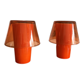 Paire de lampes de table orange Ikea Gavik design 90's