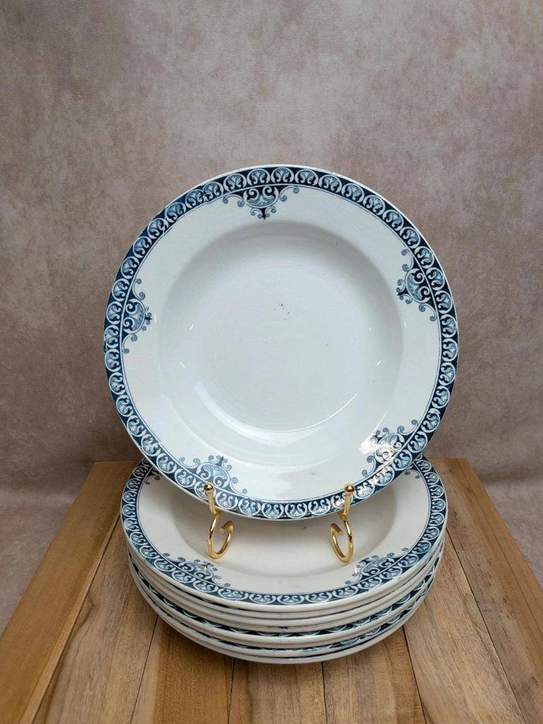 Set of 9 deep plates Terre de Fer St Amand model Andrinople