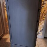 Black and grey painted wooden chest of drawers from France 1950 with 5 drawers
