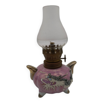 Mini oil lamp decorated with a dragon. Satsuma style.