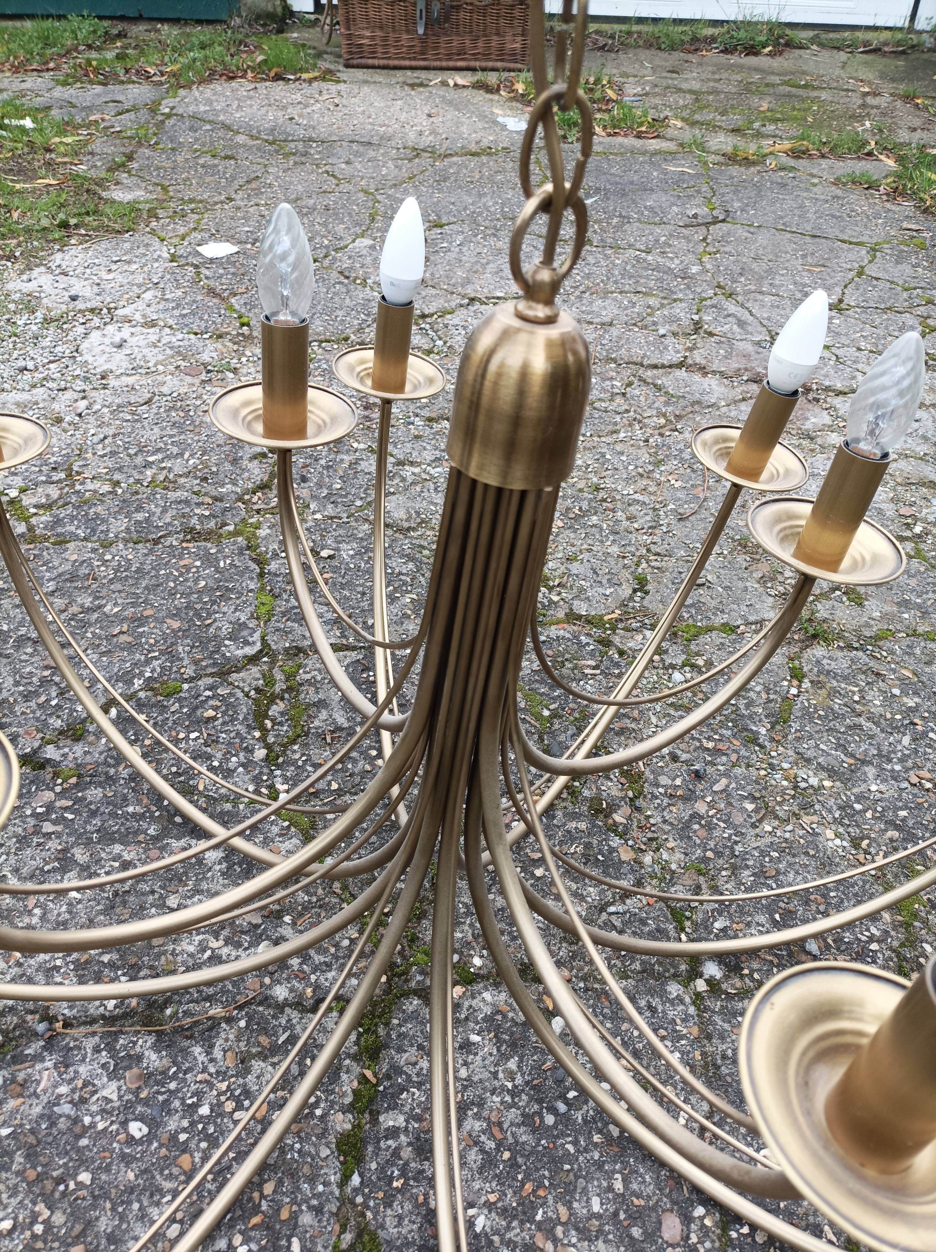 Old chandelier 12 lamps vintage brass lights
