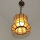 French Vintage Capiz Shell Hanging Pendant Light in Brass Metal and Copper