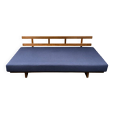 BM4312 Daybed Sofa in oak, beech, and blue wool by Børge Mogensen for Fredericia, Denmark, 1960