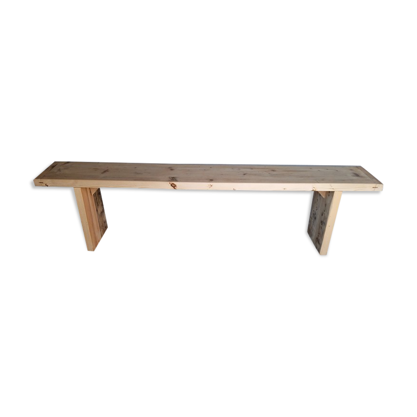 Patinated natural solid wood bench 180cm