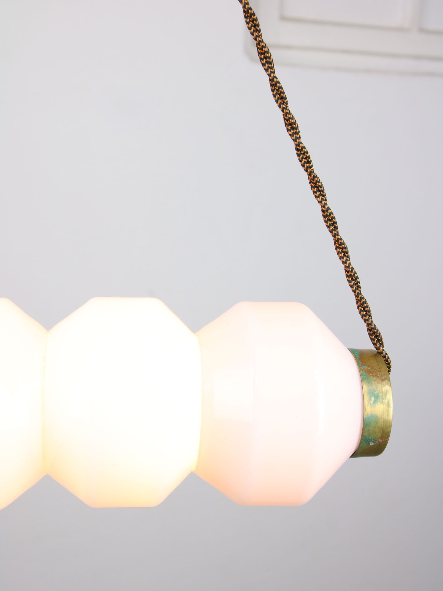 Mid-century opaline & brass pendant lamp