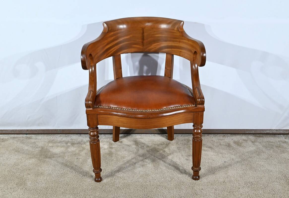 Mahogany Office Armchair, Louis Philippe Period – Mid-19th Century