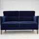 1960s, Danish 2-seater sofa. dark blue furniture velour.