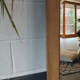 Beveled mirror vintage blond oak frame