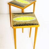 Set of 2 vintage nesting tables with mosaic top, 1970s