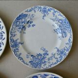 6 assiettes plates, décor bleu, 23 cm