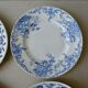 6 flat plates, blue décor, 23 cm