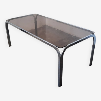 Chrome coffee table, smoked glass