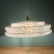 Vintage XXL glass pendant light from Clichy White